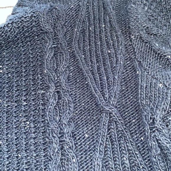 AMERICAN eagle dark navy soft cable knit mix stitch tweed sweater - Picture 8 of 13